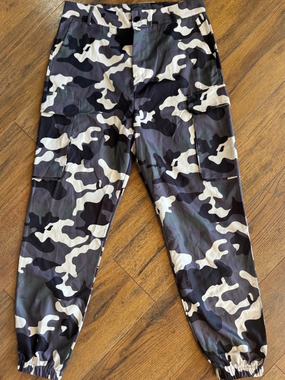 Women's Camo Cargo Jogger Pants Utility Pocket Elastic Ankle Size XXL